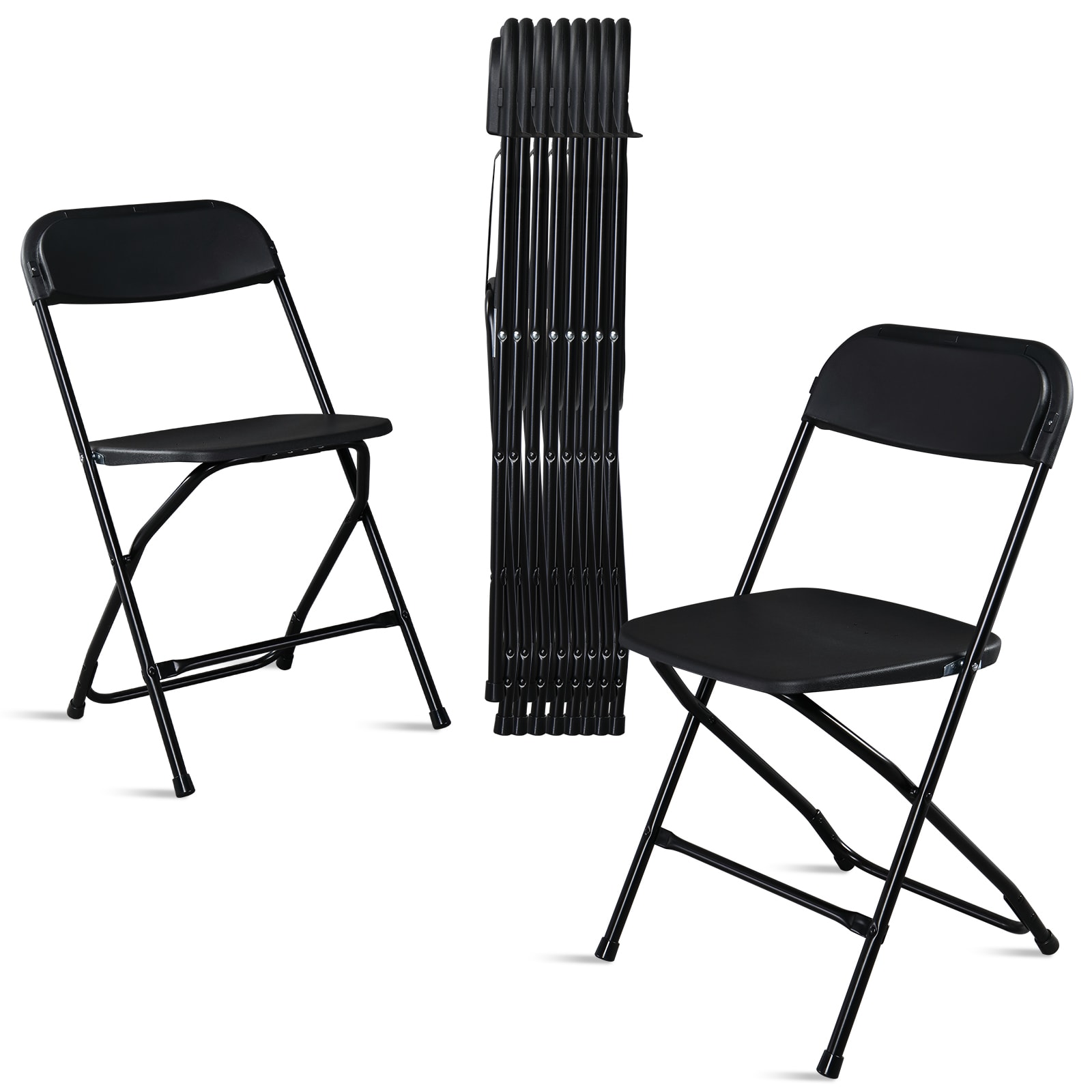 10pcs Injection Molded Classic Black XN Courtyard Plastic Folding Chair view 14