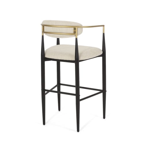 Barstools Set Of 2, Counter Height Upholstered Bar Stools With Back For Kitchen Island, Beige Faux PU Leather Seating Black Iron Legs 260LBS Weight Capacity view 13