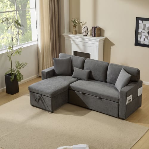 Corner Sofa Bed Corner Couch L-Shaped Sofa Bed Extendable, Bed Box And Integrated Shelf, view 25