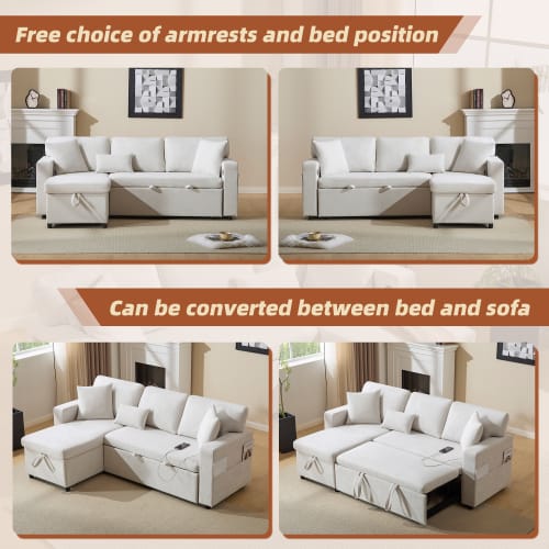 Corner Sofa Bed Corner Couch L-Shaped Sofa Bed Extendable, Bed Box And Integrated Shelf, view 42