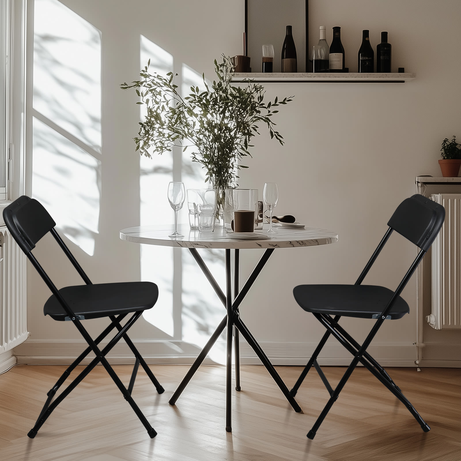 10pcs Injection Molded Classic Black XN Courtyard Plastic Folding Chair view 5