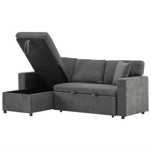Corner Sofa Bed Corner Couch L-Shaped Sofa Bed Extendable, Bed Box And Integrated Shelf, view 4