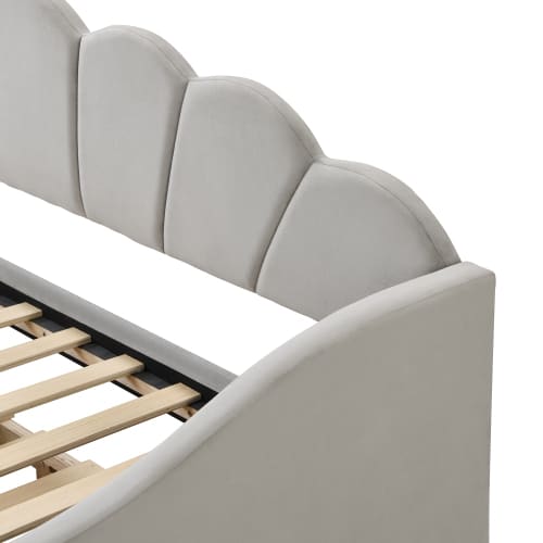 Upholstered Bed, 3FT Single Bed 90x190cm, Bottom With Trundle Bed 90x190cm, Daybed Sofa Bed, Youth Bed, For Adults & Teenagers, Easy Assembly, Velvet, Grey view 27