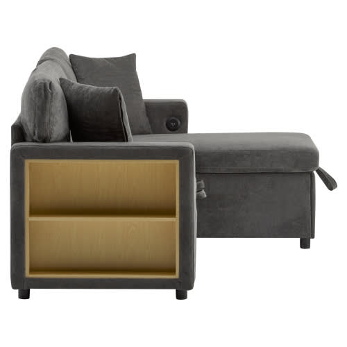 Corner Sofa Bed Corner Couch L-Shaped Sofa Bed Extendable, Bed Box And Integrated Shelf, view 44