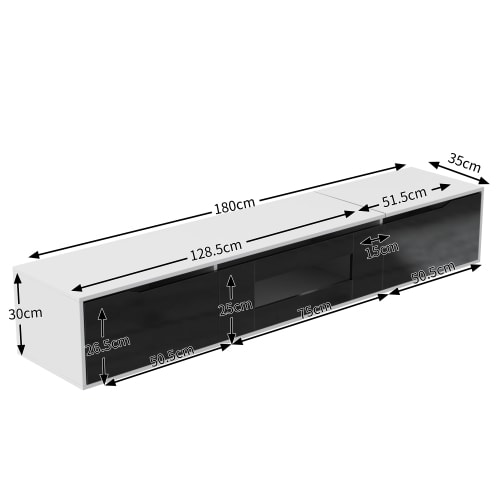 TV Cabinet, High-gloss TV Cabinet, Matching Colours In White And High-gloss Black, With Colour-changing LED Lights.only Front Cabinet Door High-gloss view 13