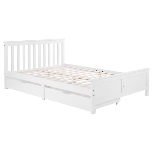 Wooden Solid White Pine Storage Bed With Drawers Bed Furniture Frame For Adults, Kids, Teenagers 4ft6 Double White 190x135cm view 12