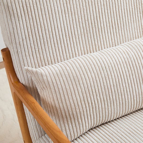 Mid-Century Modern Armchair Upholstered With Pillows And Solid Wood Frame view 19