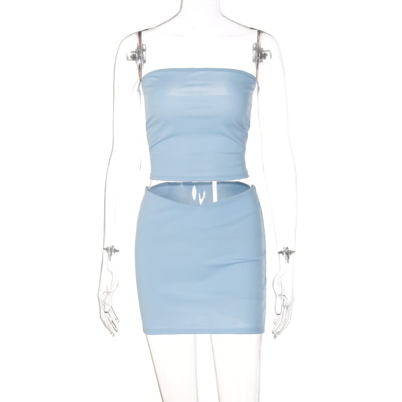 Midriff-baring Top Slim-fit Sheath Short Skirt Two-piece Set view 11