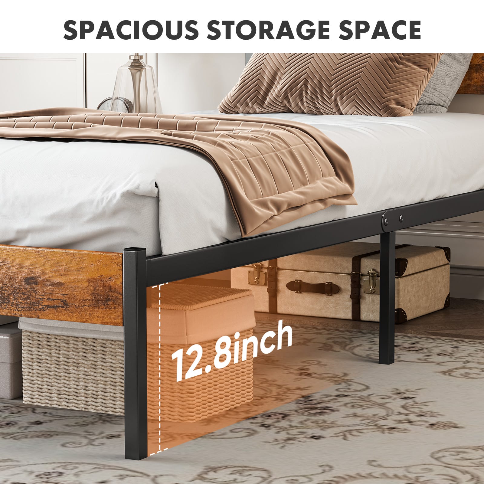 Metal Platform Bed Frame - Mattress Foundation With Headboard And Footboard view 9