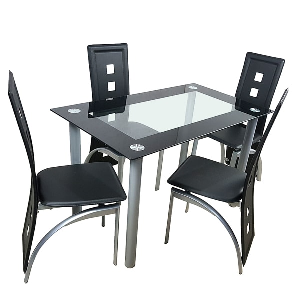 4pcs Long Backrest Square Hollow Decoration PU Leather Dining Chairs view 14