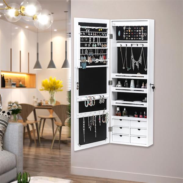 Non Full Mirror Wooden Wall Mounted Jewelry Storage Mirror Cabinet view 7