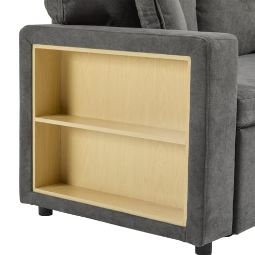 Corner Sofa Bed Corner Couch L-Shaped Sofa Bed Extendable, Bed Box And Integrated Shelf, view 16