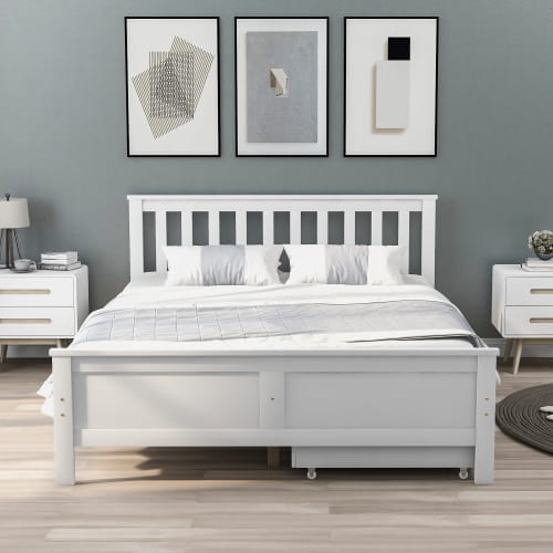 Wooden Solid White Pine Storage Bed With Drawers Bed Furniture Frame For Adults, Kids, Teenagers 4ft6 Double White 190x135cm view 7