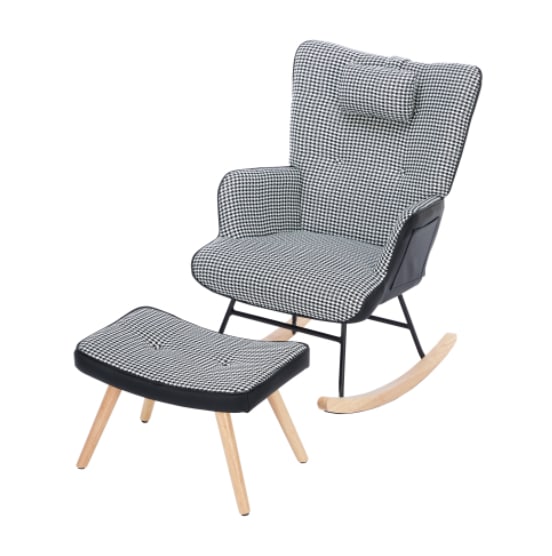 Rocking Chairs For Adults, Tteddy Rocking Chair Relaxing Recliner Chair With Solid Wood Legs High Back Lounge Chairs For Balcony Living Room Bedroom view 39
