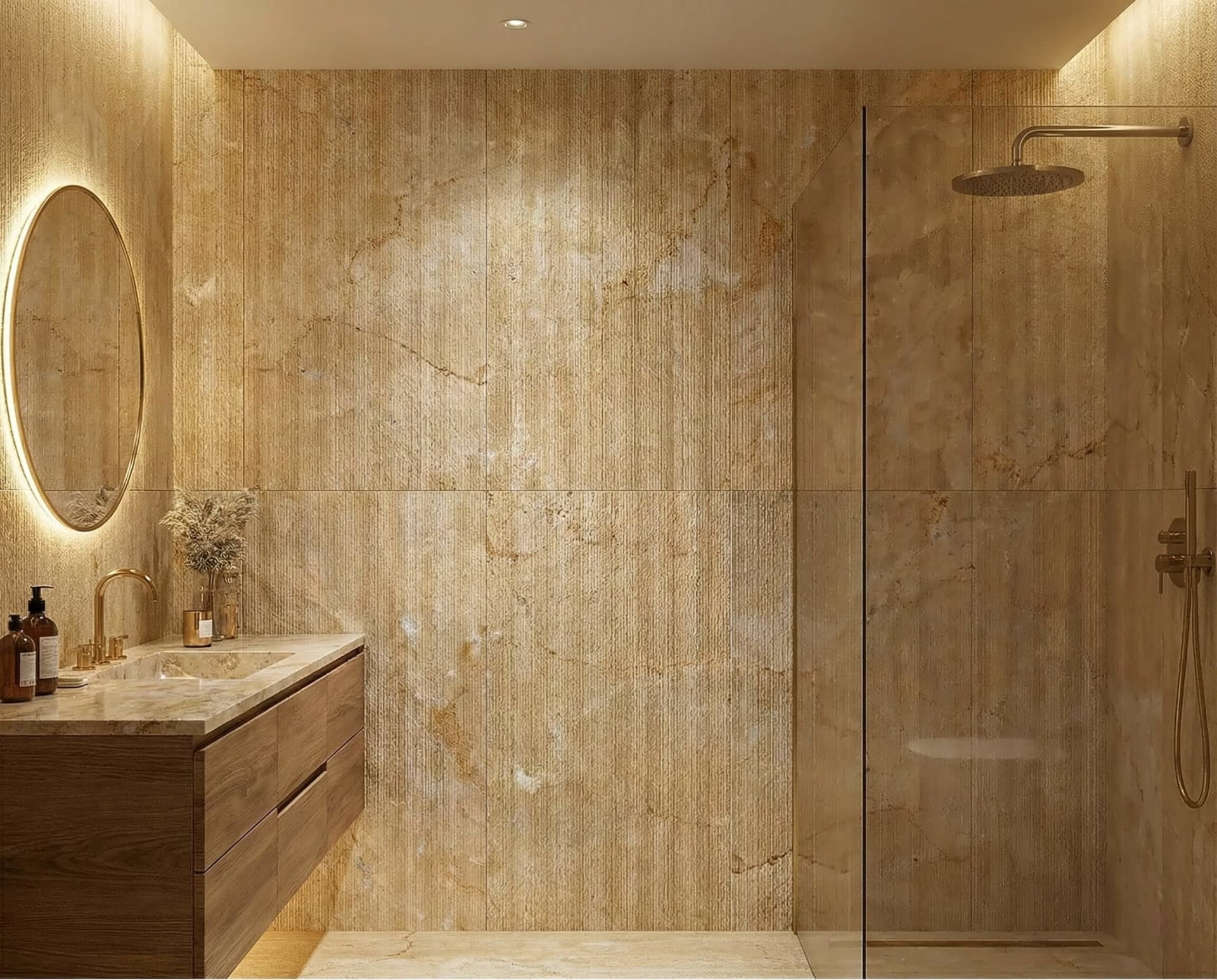 12X24 Inch Gold Yellow Beige Natural Marble, For Wall, FS Textured Finished, 3D Fluted Marble, Natural Stone view 1