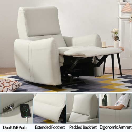Wall Hugger Recliner,Power Recliner Chair,Electric Recliner For Living Room,PU Leather Reclining Armchair For Small Space,Reclining Sofa For Bedroom Apartment RV,with USB Port view 22