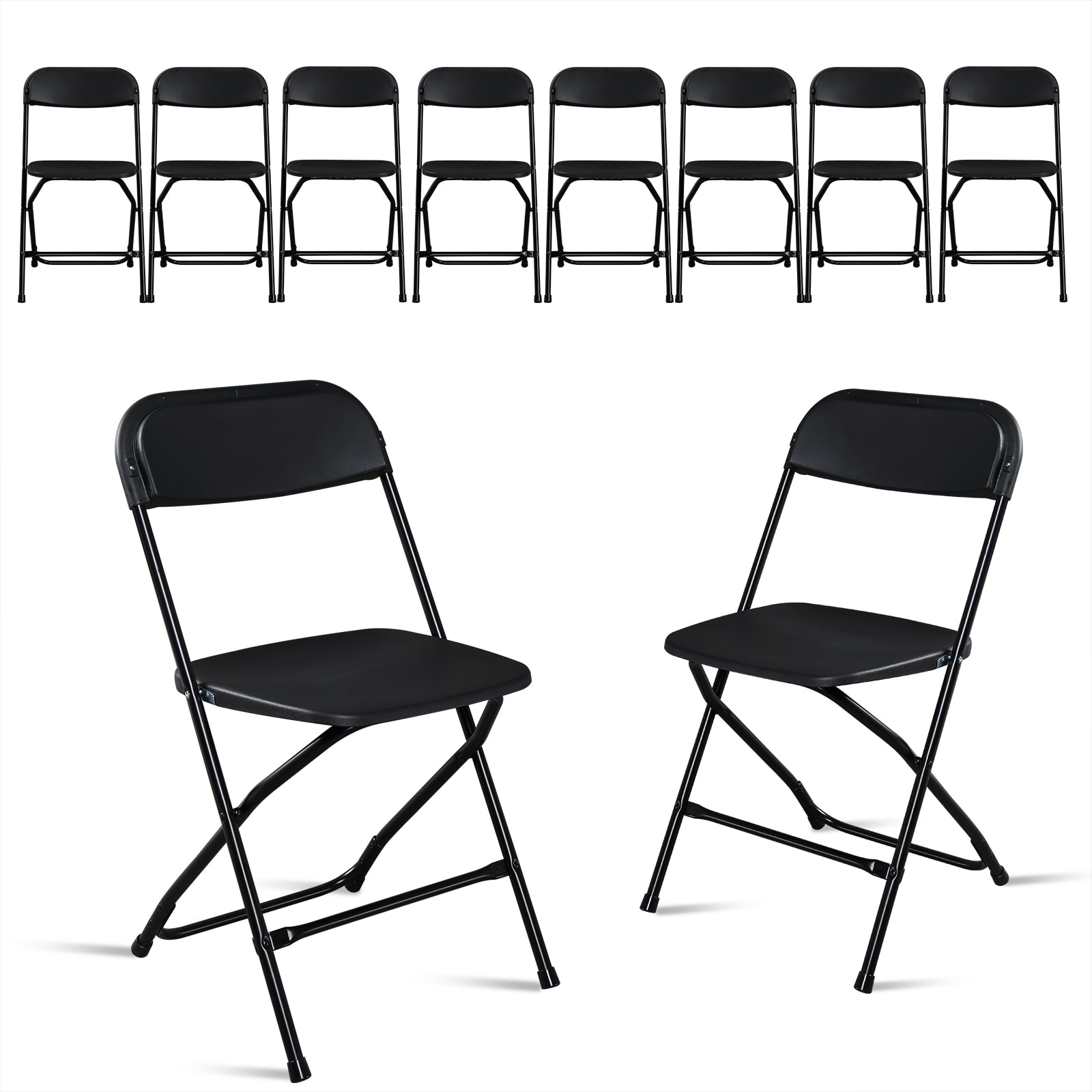 10pcs Injection Molded Classic Black XN Courtyard Plastic Folding Chair view 7