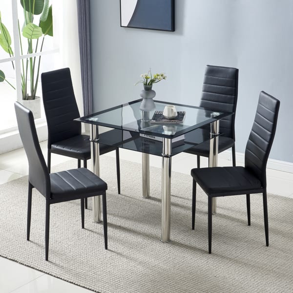 4pcs High Backrest PU Leather Dining Chairs view 4