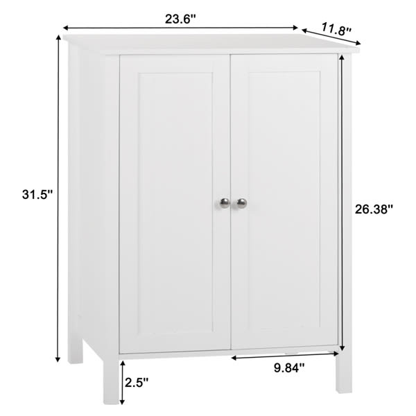 White Double Door Bathroom Cabinet view 3