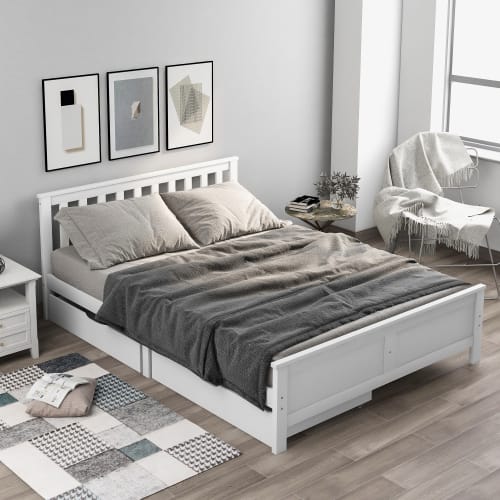 Wooden Solid White Pine Storage Bed With Drawers Bed Furniture Frame For Adults, Kids, Teenagers 4ft6 Double White 190x135cm view 13