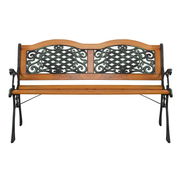 Double Arched Back Iron Wood Bench view 2