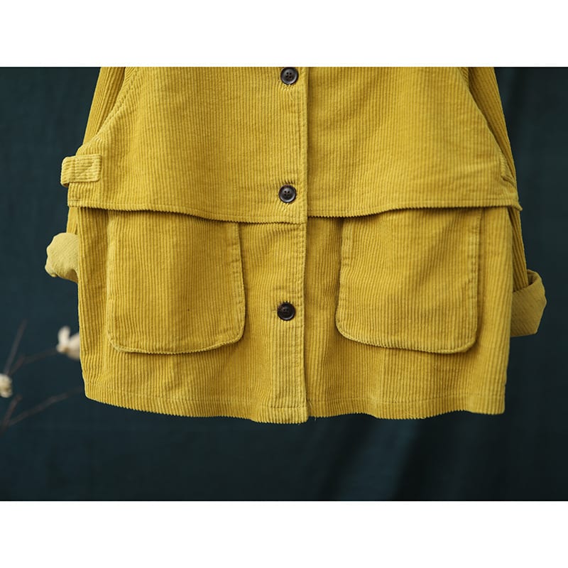 Short Stand Collar Long Sleeve Corduroy Jacket view 3