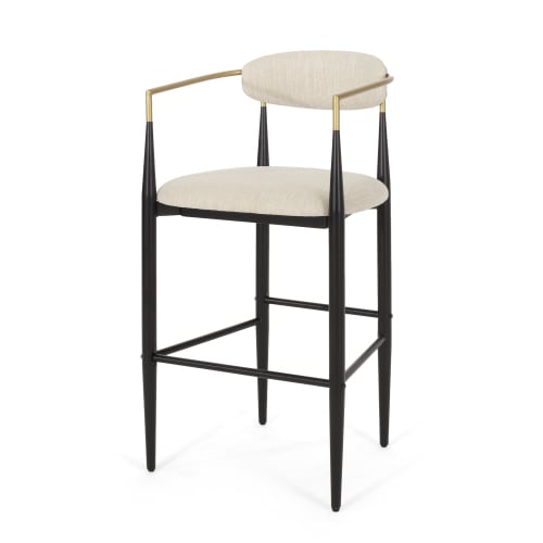 Barstools Set Of 2, Counter Height Upholstered Bar Stools With Back For Kitchen Island, Beige Faux PU Leather Seating Black Iron Legs 260LBS Weight Capacity view 20