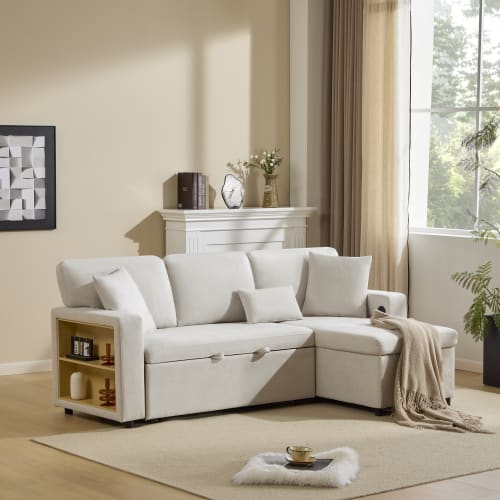 Corner Sofa Bed Corner Couch L-Shaped Sofa Bed Extendable, Bed Box And Integrated Shelf, view 28