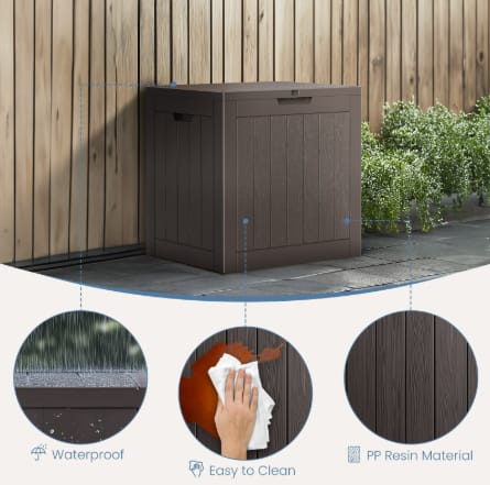 Deck Box With 31 Gallon Capacity, Weatherproof Resin Lockable Outdoor Storage For Secure Package Deliveries And Indoor Storage In Garden Or Patio view 7