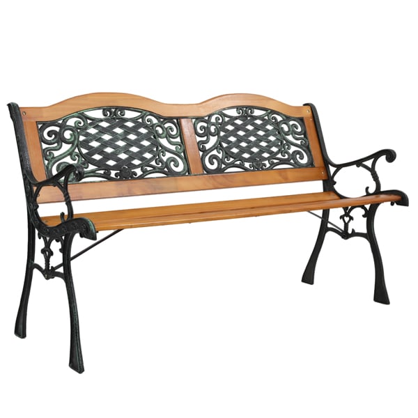 Double Arched Back Iron Wood Bench view 11