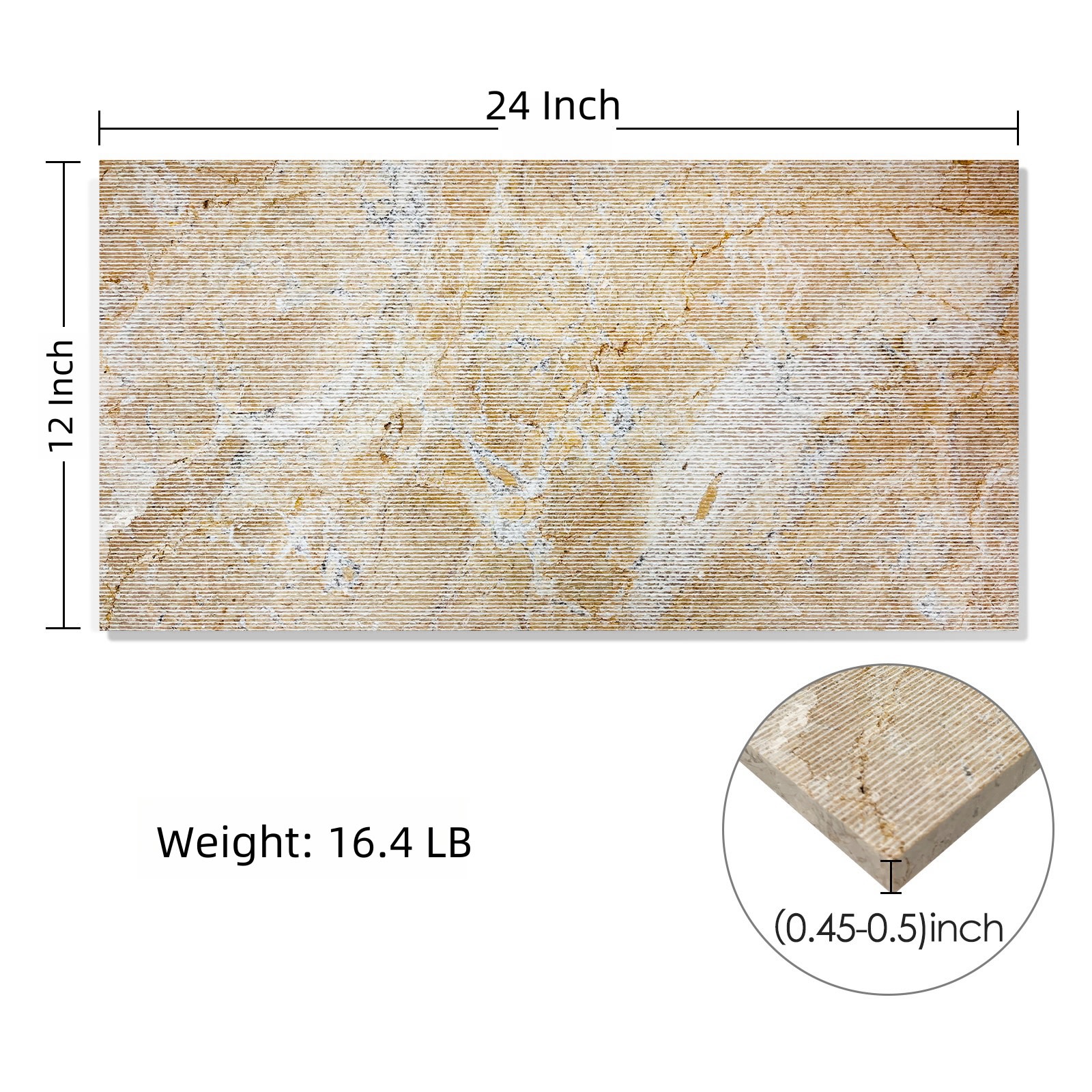 12X24 Inch Gold Yellow Beige Natural Marble, For Wall, FS Textured Finished, 3D Fluted Marble, Natural Stone view 18