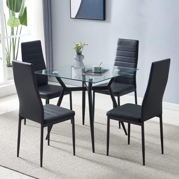 4pcs High Backrest PU Leather Dining Chairs view 2