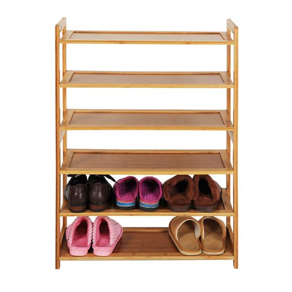 6-story Flat Shoe Rack In Natural Wood Color view 2
