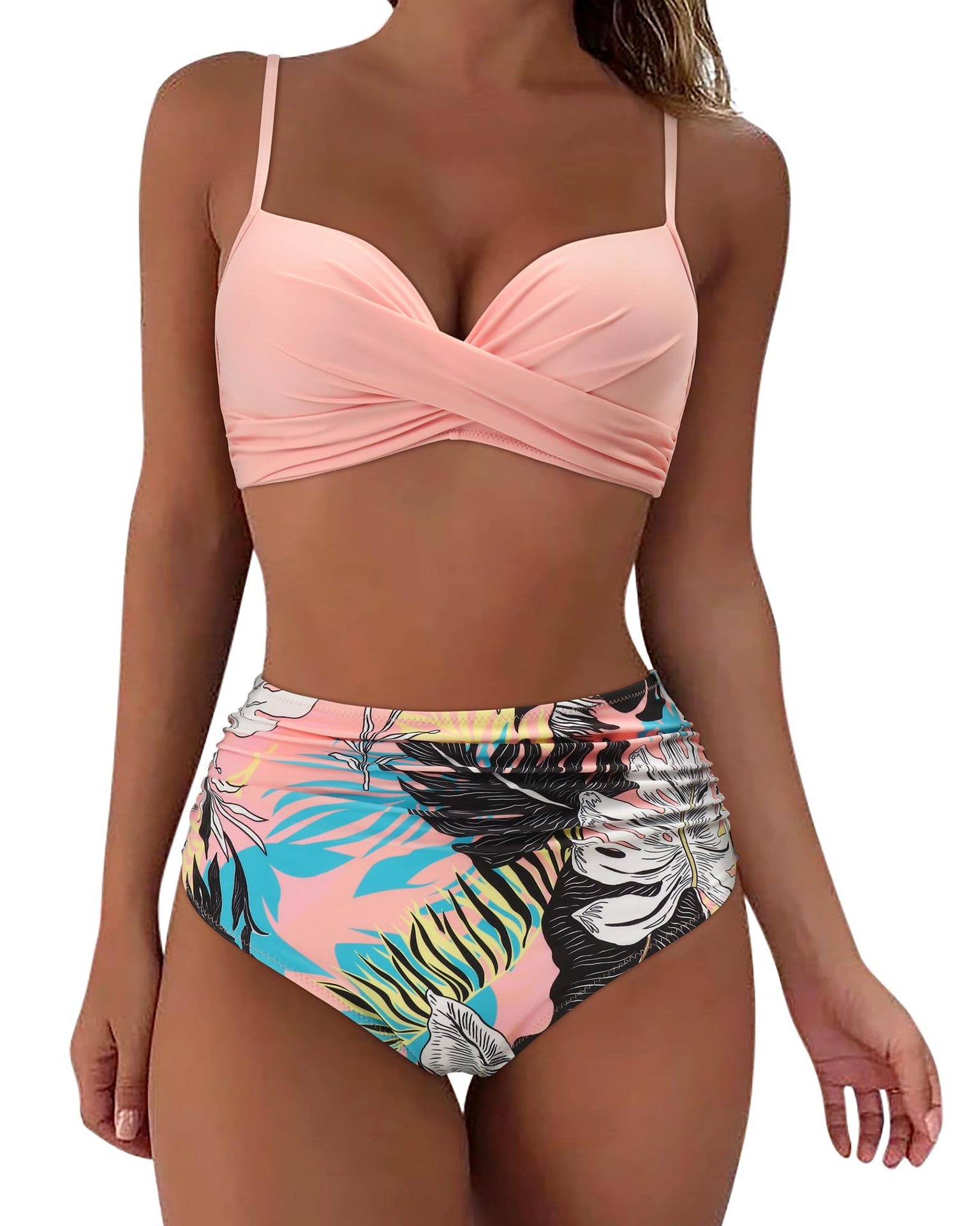 Printed Two-piece Push-up Bikini High Waist Swimsuit view 20