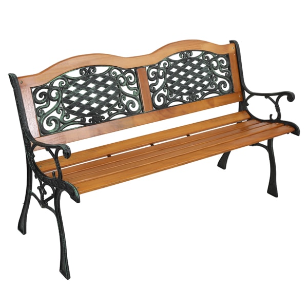 Double Arched Back Iron Wood Bench view 14