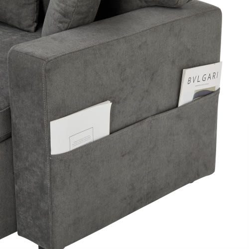 Corner Sofa Bed Corner Couch L-Shaped Sofa Bed Extendable, Bed Box And Integrated Shelf, view 40