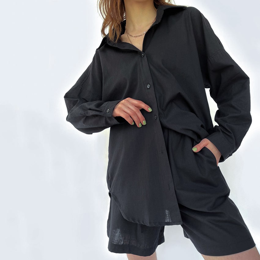 Early Autumn Cotton And Linen Women's Long Sleeve Shirt view 2