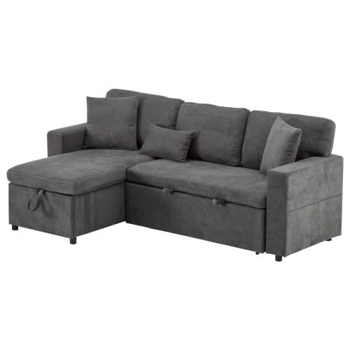 Corner Sofa Bed Corner Couch L-Shaped Sofa Bed Extendable, Bed Box And Integrated Shelf, view 26