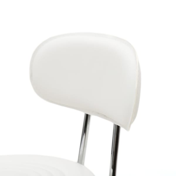 Round Shape Adjustable Salon Stool With Back And Line White view 3