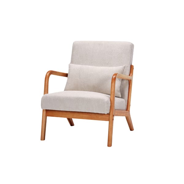 Mid-Century Modern Armchair Upholstered With Pillows And Solid Wood Frame view 4