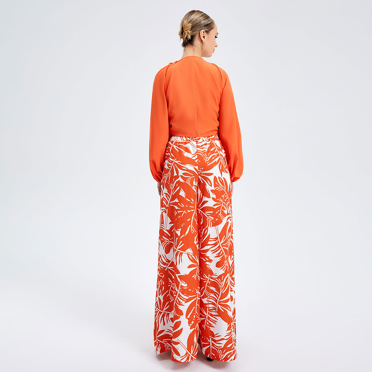 New Women's Temperament Print Pants V -neck Long Sleeve Two -piece Suit view 7