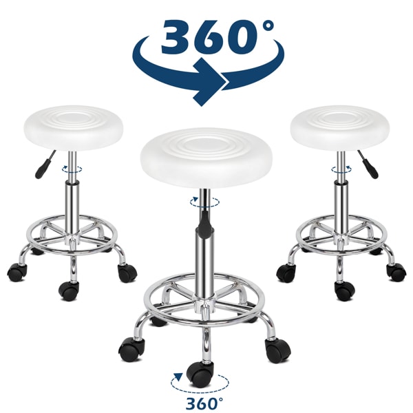White Technician Bench With Circular Patterned Cushion view 3