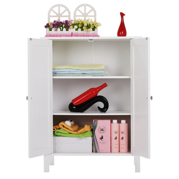 White Double Door Bathroom Cabinet view 2