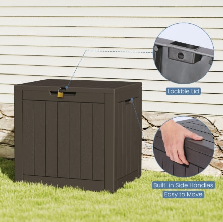Deck Box With 31 Gallon Capacity, Weatherproof Resin Lockable Outdoor Storage For Secure Package Deliveries And Indoor Storage In Garden Or Patio view 3