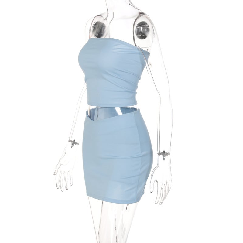 Midriff-baring Top Slim-fit Sheath Short Skirt Two-piece Set view 10