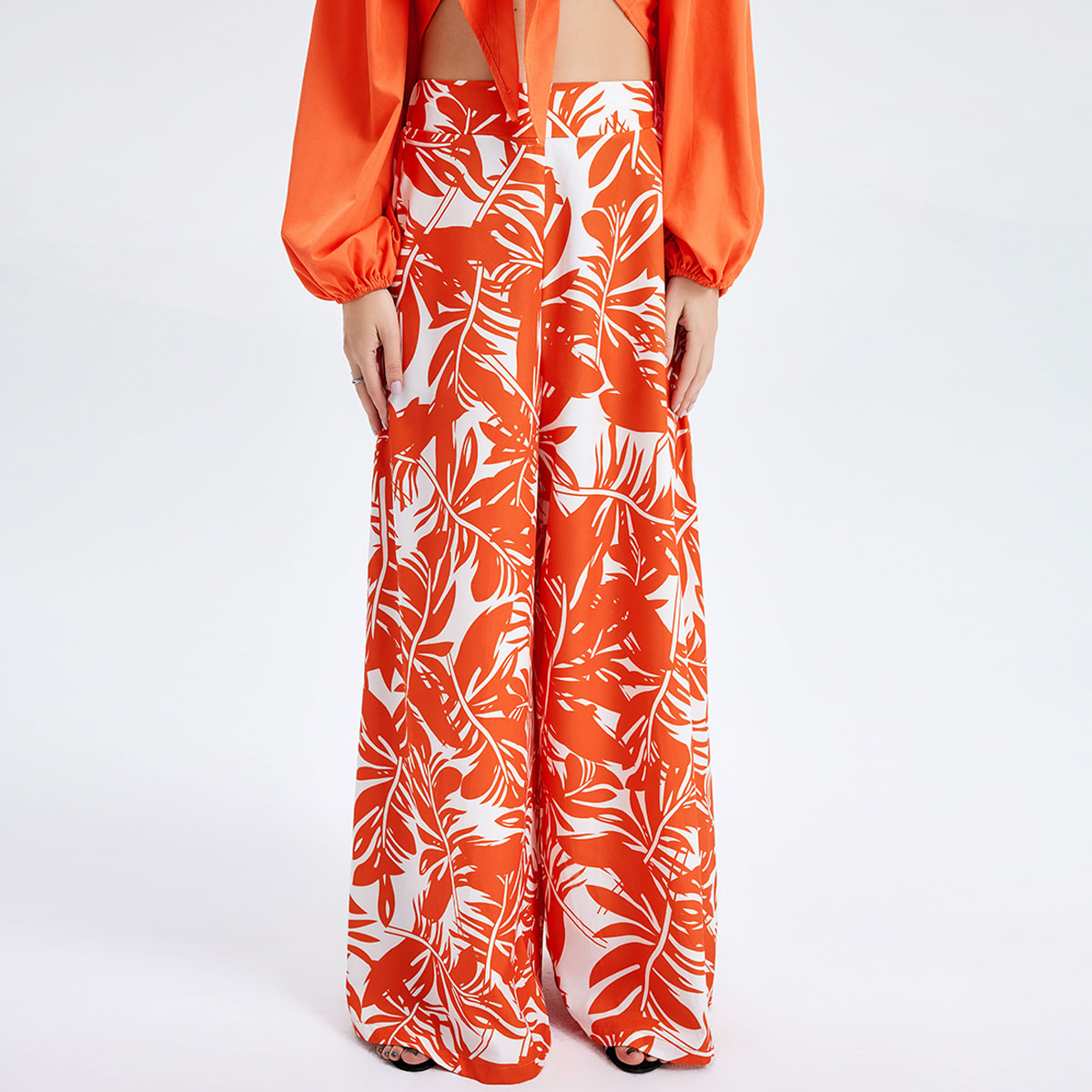 New Women's Temperament Print Pants V -neck Long Sleeve Two -piece Suit view 6