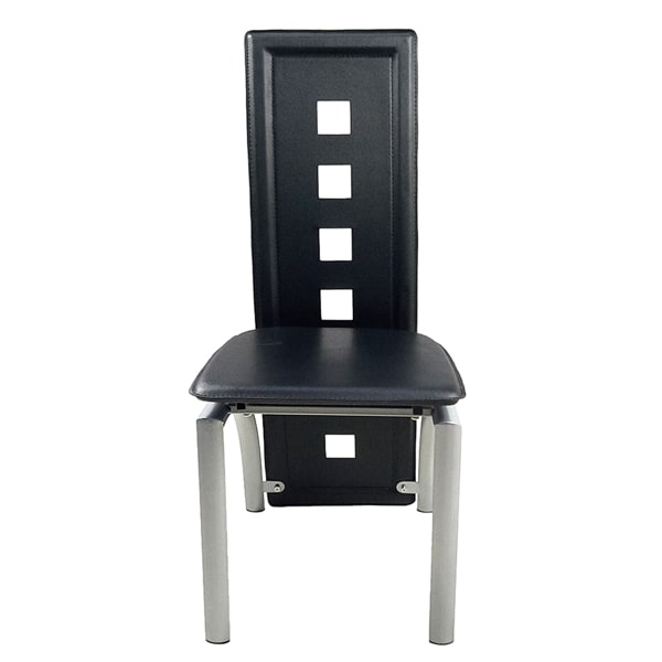 4pcs Long Backrest Square Hollow Decoration PU Leather Dining Chairs view 2