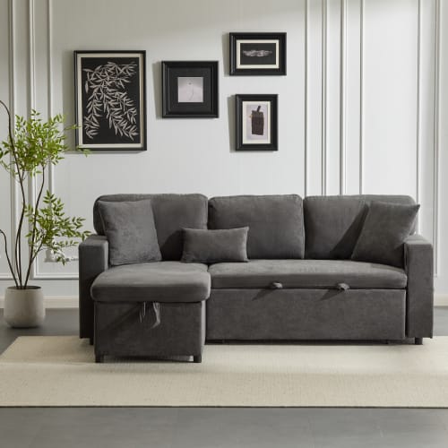 Corner Sofa Bed Corner Couch L-Shaped Sofa Bed Extendable, Bed Box And Integrated Shelf, view 33