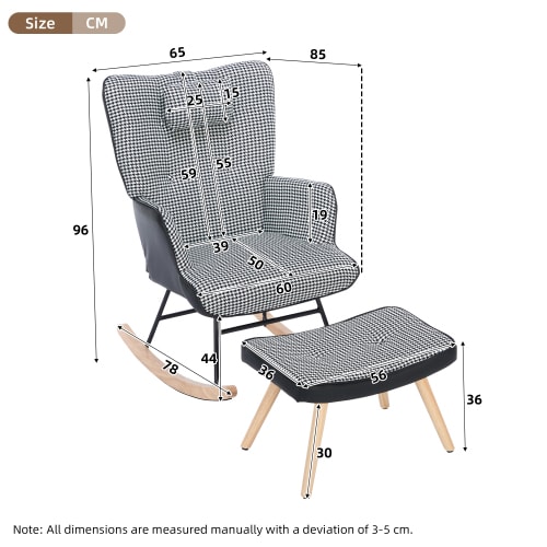 Rocking Chairs For Adults, Tteddy Rocking Chair Relaxing Recliner Chair With Solid Wood Legs High Back Lounge Chairs For Balcony Living Room Bedroom view 15