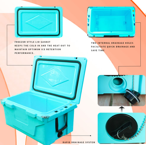 Hot Selling Blue Color 65QT Outdoor Cooler Fish Ice Chest Box Popular Camping Cooler Box view 5